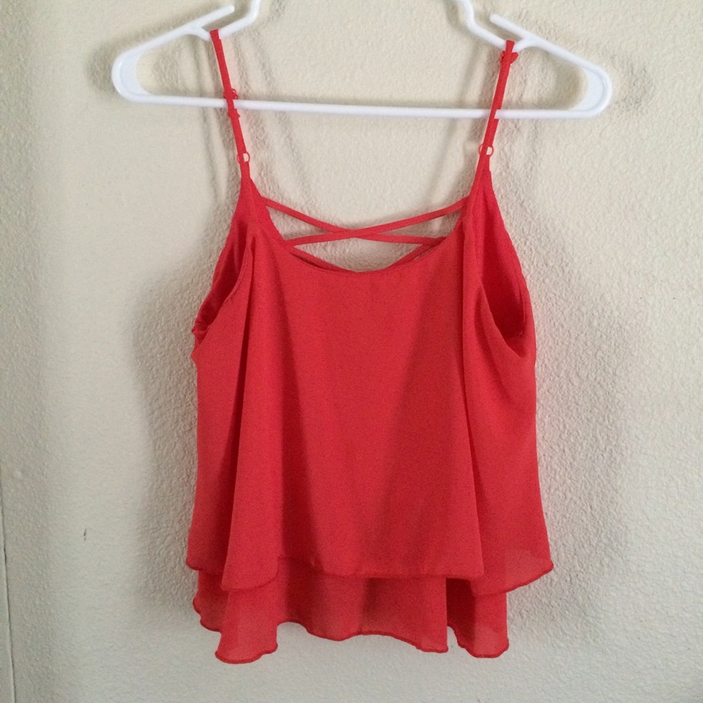 Orangey Pink Strappy Top
